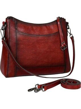 Women's Wine Leather Crossbody Fashion Satchel Handbags with Adjustable Straps